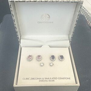 Giani Bernini Pink and Purple gemstone & Cubic Zirconia sterling silver Earrings